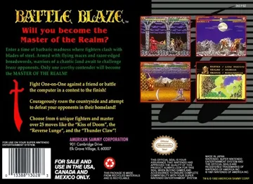 Battle Blaze (USA) (Beta) box cover back